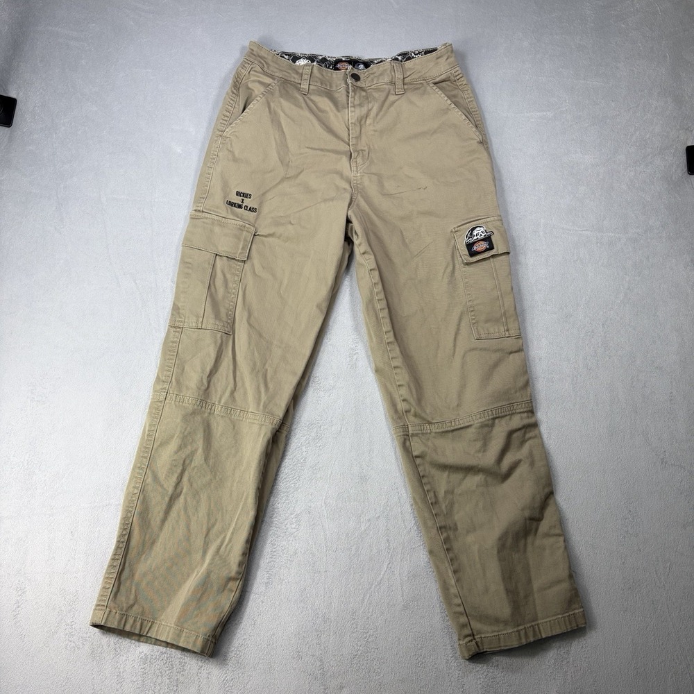 Dickies Lurking Class Cargo Pants Men's Size 27Double Knee Khaki Skeleton Skater